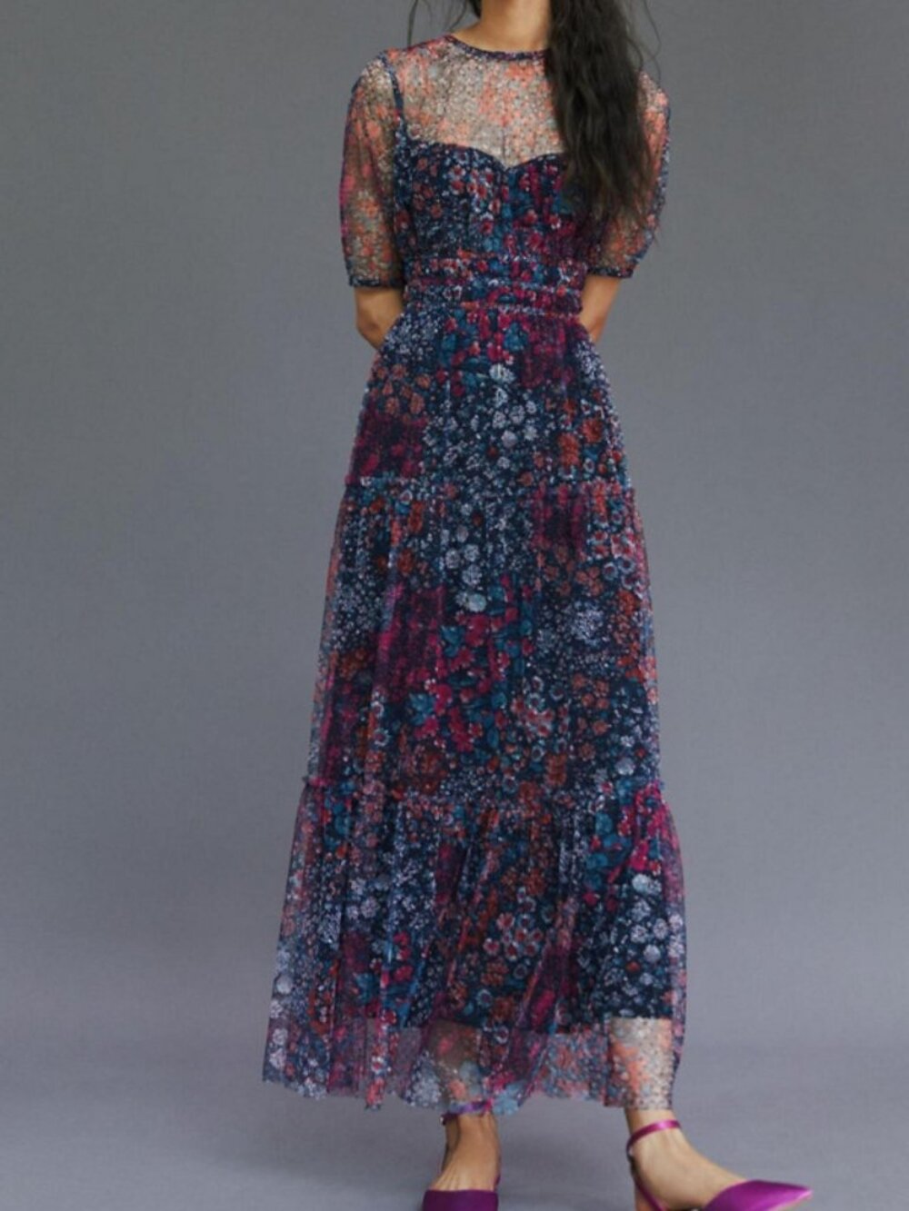 Maeve by Anthropologie Ruched Floral Dress- Size S EUC